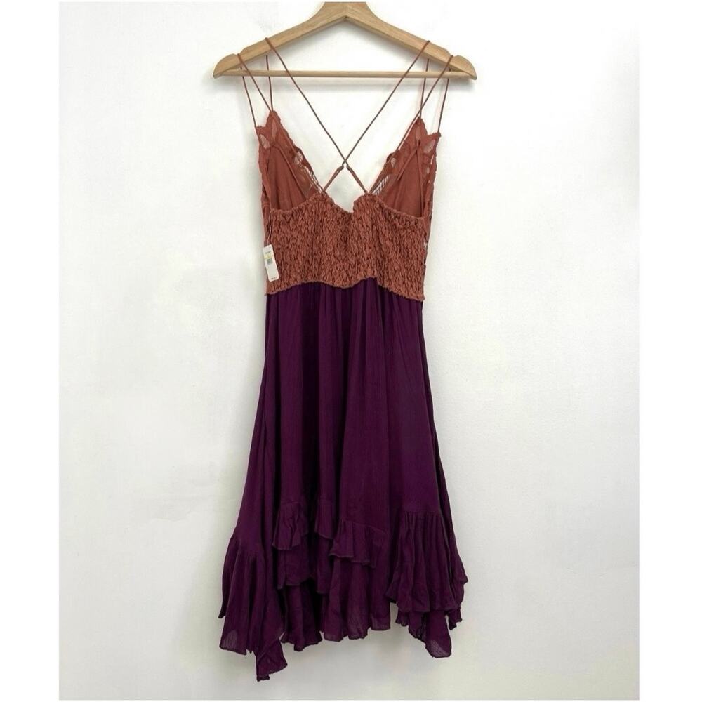 FP One Adella Slip Mini Dress Crochet Lace Bodice Boho Ruffle Fairy - Medium - Picture 5 of 16